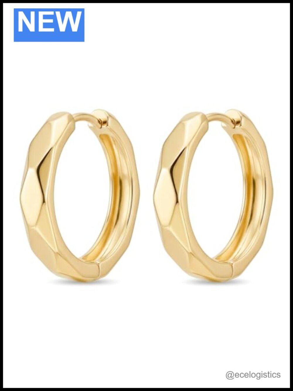14K Gold Plated Hoop Earrings 20mm Huggie Hypoallergenic Unisex